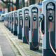 Electric car charging stations . AI generative.
