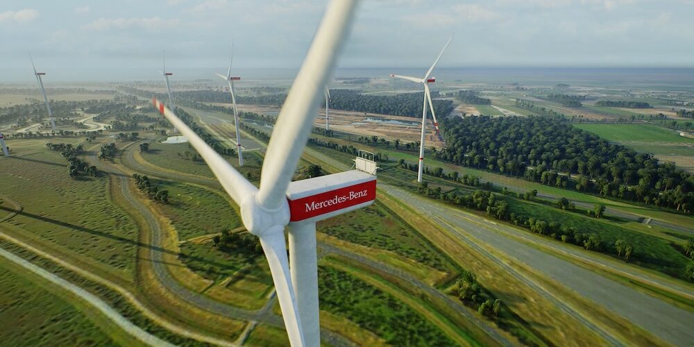 Ungefähre Darstellung des Windparks von Mercedes-Benz, wie er in Papenburg entstehen soll.