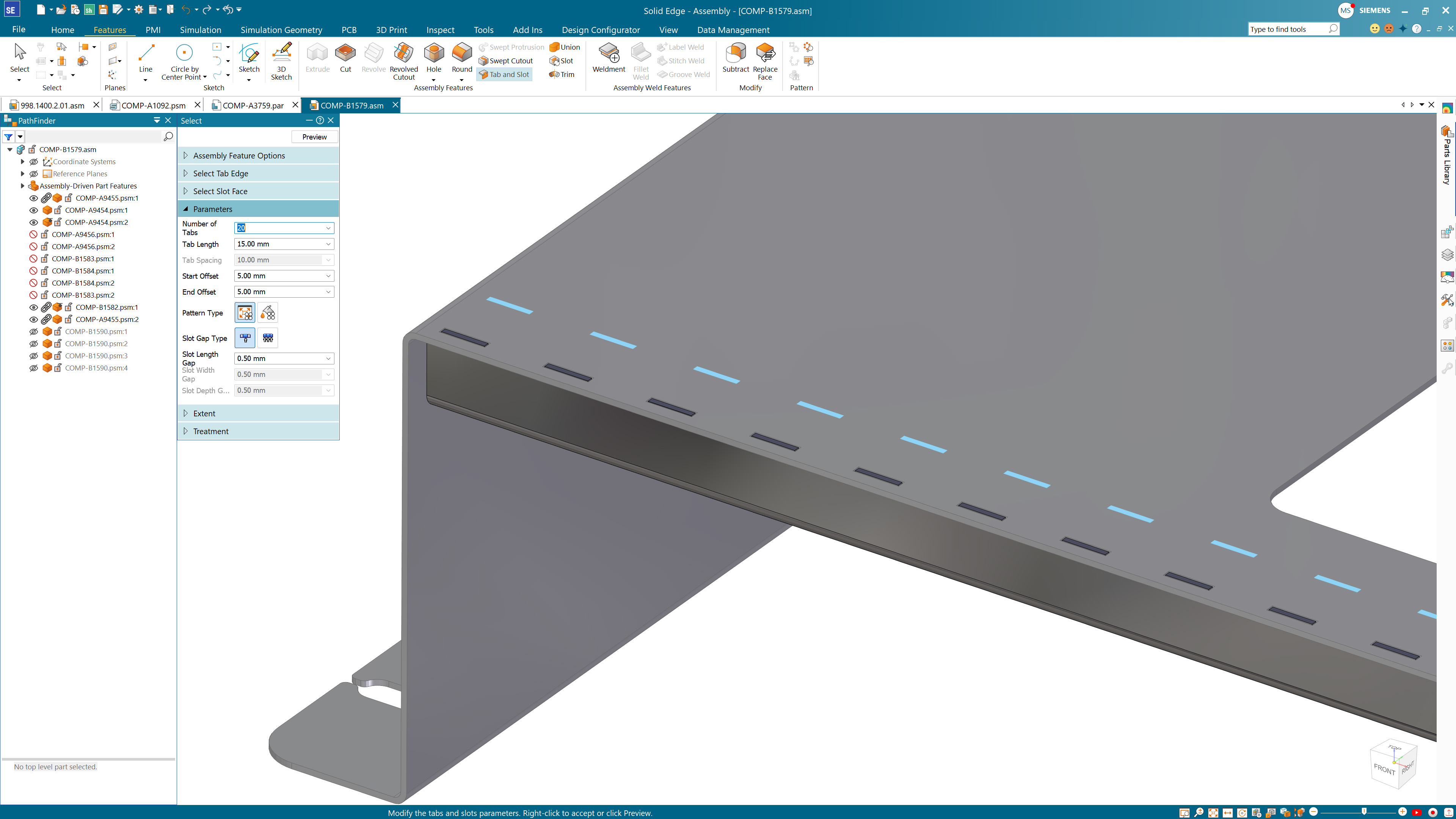 Die Tab-and-Slot Funktion in Designcenter Solid Edge 2026 erstellt automatisch präzise, formschlüssige Verbindungen zwischen Blechteilen. Sie gewährleistet eine exakte Ausrichtung und automatische Selbstfixierung beim Schweißen oder Montieren. Grafik: Siemens