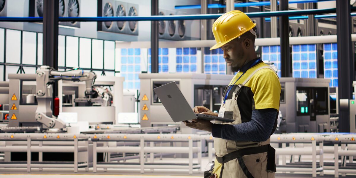 Smart factory specialist, testing automated systems, monitoring production