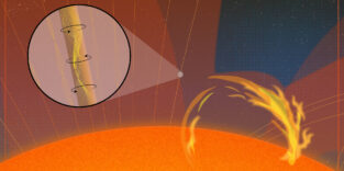 künstlerische Darstellung von sich verdrehenden Sonnenwellen