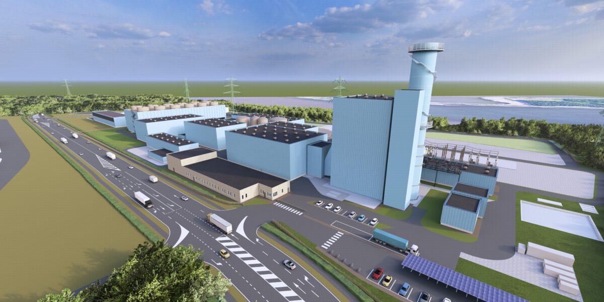Rendering des geplanten Kraftwerks, ca. 20 km nördlich von Duisburg. Foto: RWE