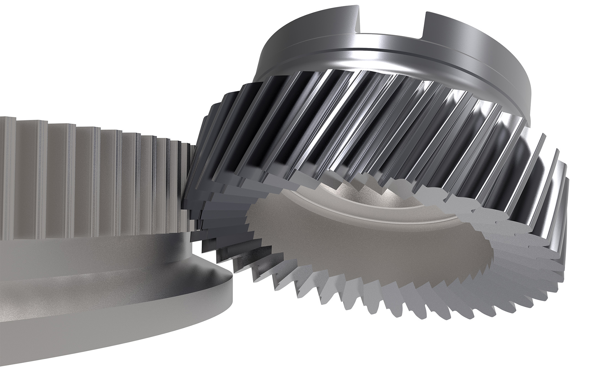Wälzschälen zählt zu den effizientesten Verfahren zur Herstellung von Innen- und Außenverzahnungen. Auch bei Störkonturen am Verzahnungsauslauf wie an diesem Bauteil kann das Verfahren in vielen Fällen genutzt werden. Grafik: LMT Tools