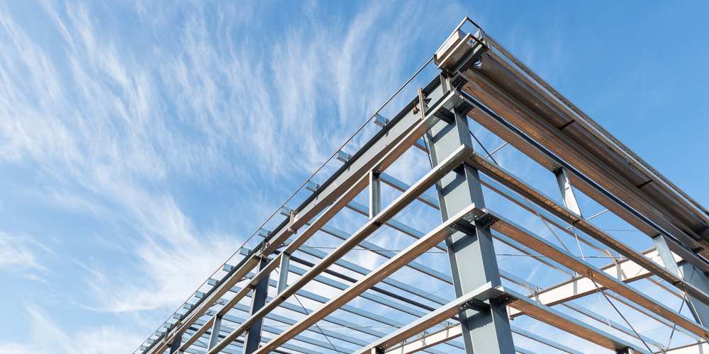 steel frame workshop is under construction