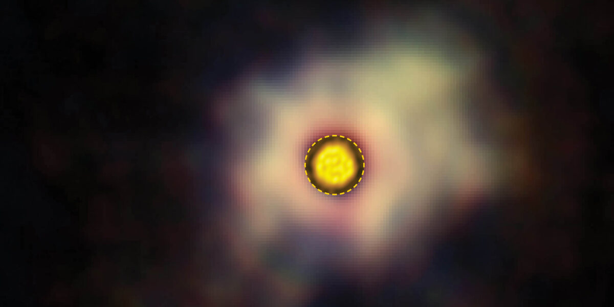 Staubwolken reflektieren das Sternenlicht um den Stern R Doradus