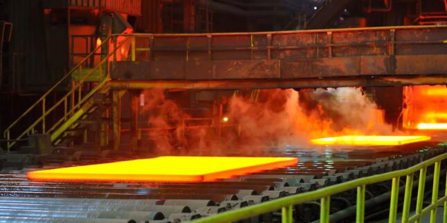 hot steel on conveyor