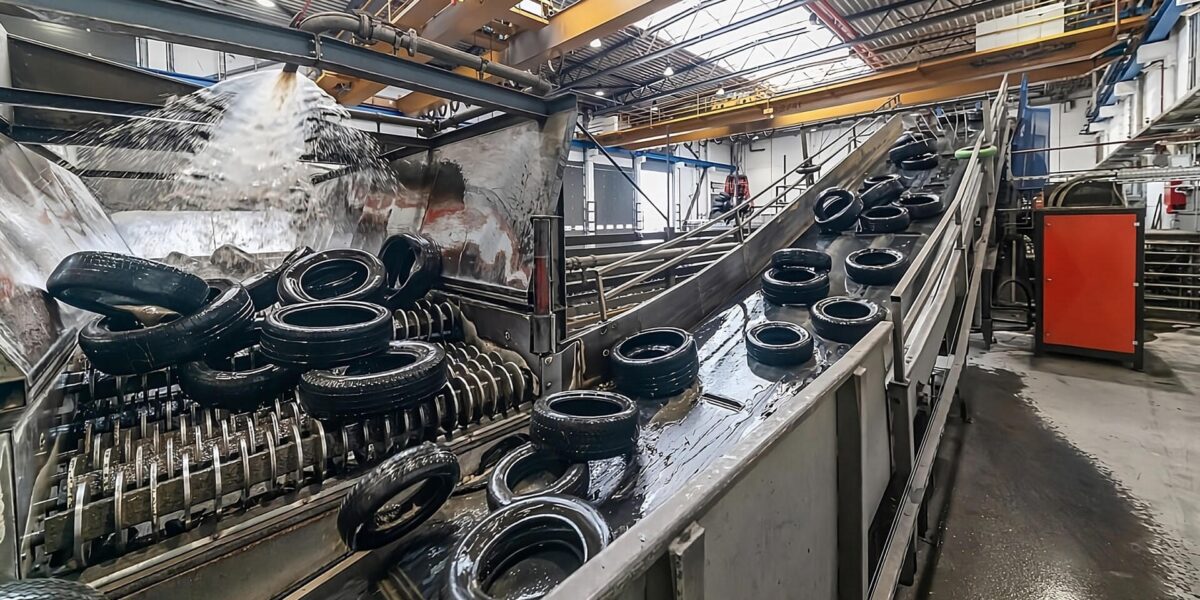 Das Reifenrecycling in den Werken des dänischen Reifenrecyclers Genan mit Hauptsitz in Viborg  ist vollautomatisiert und gewährleistet eine gleichbleibend hohe Qualität. Die drei deutschen Genan-Werke - in Dorsten, NRW, Kammlach, Bayern, und Oranienburg, Brandenburg - haben eine Recyclingkapazität von 205.000 t Altreifen von Pkw, Transportern, Lkw, Traktoren und Erdbewegungsmaschinen. Foto: Genan