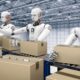 robot working with carton boxes