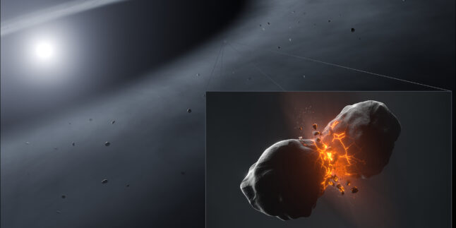 Künstlerische Darstellung einer Kollision zweier Planetesimale