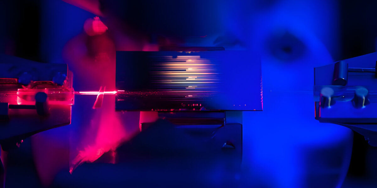 Nahaufnahme eines optischen Verstärkerchips