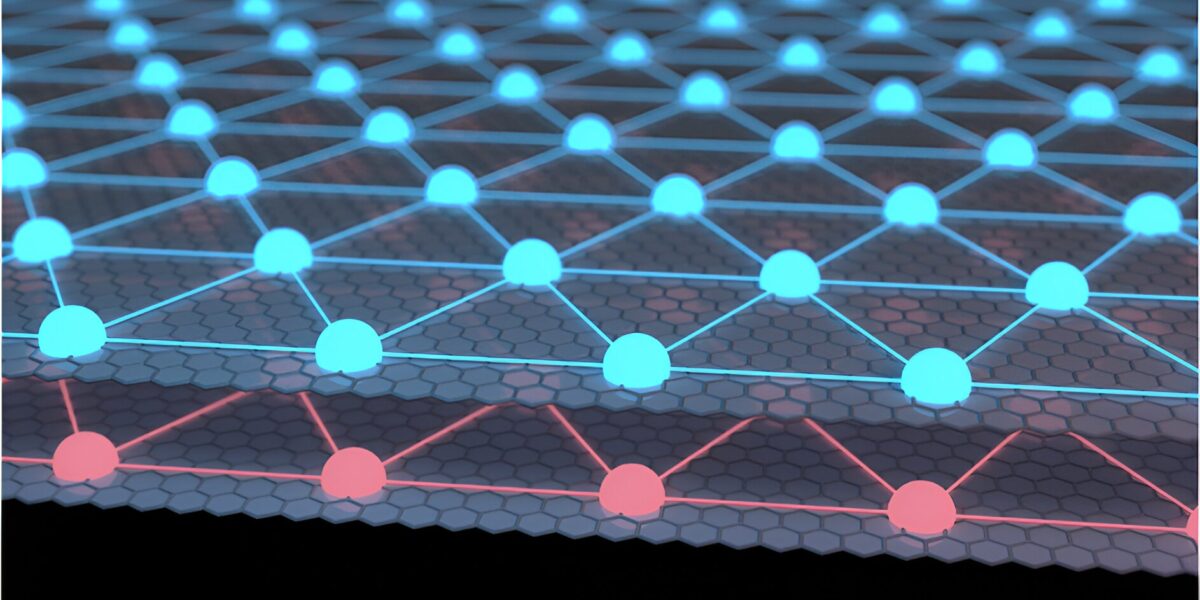 Illustration der Anordnung von Exzitonen zu einem festen Muster in doppelschichtigem Graphen