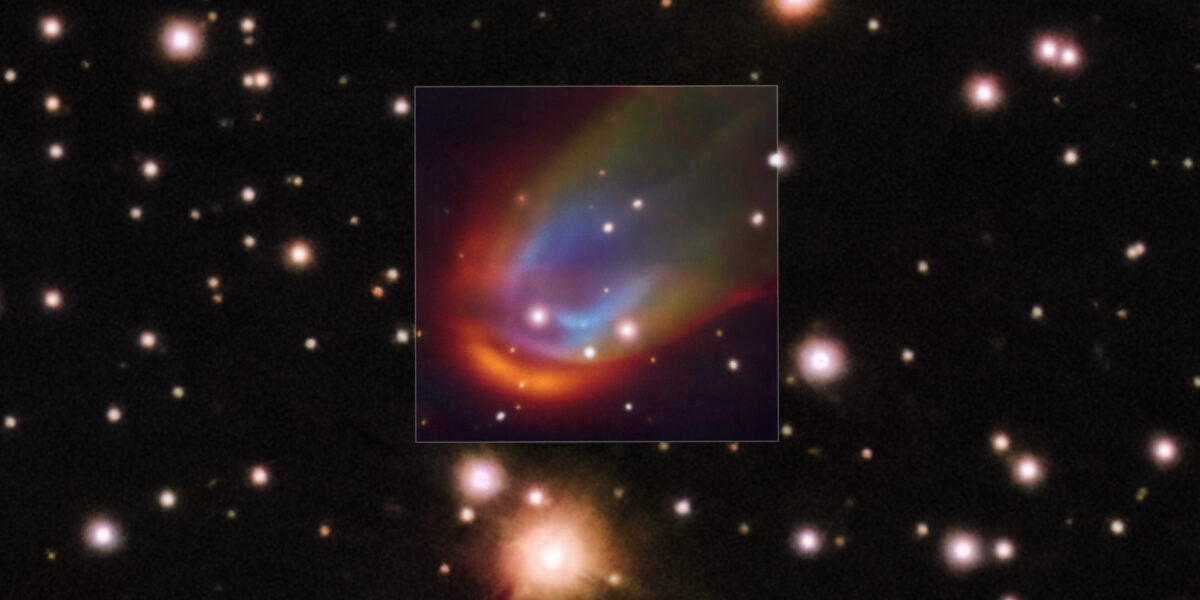 VLT-Aufnahme eines toten Sterns, der beim Durchqueren des Weltraums eine Schockwelle erzeugt