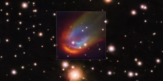 VLT-Aufnahme eines toten Sterns, der beim Durchqueren des Weltraums eine Schockwelle erzeugt