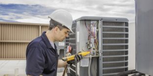 Professional HVAC Service Technician Working