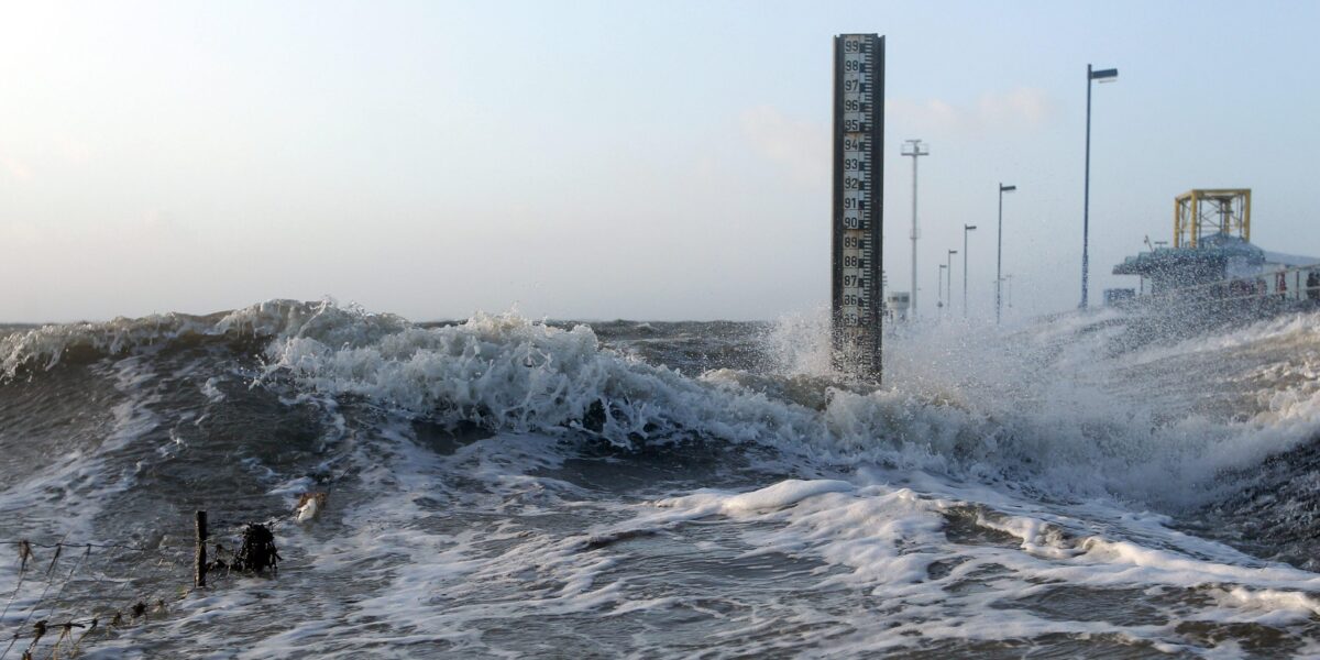 Sturmflut an der Nordsee in Dagebüll