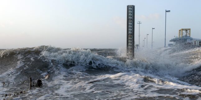 Sturmflut an der Nordsee in Dagebüll