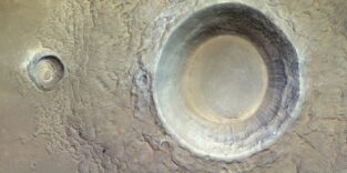 Marslandschaft mit großem Einschlagkrater