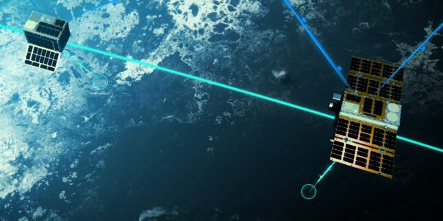 Die EU und die Esa wollen in Zukunft den Navigationsdienst Galileo durch Satelliten in einem erdnahen Orbit ergänzen. Das Bild zeigt die neuen, tief fliegenden Satelliten als künstlerische Darstellung.