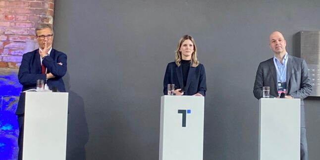 Dr. Stefan Mair, Jana Daunke und Prof. Marcel Fratzscher diskutieren die geoökonomische Verschiebung