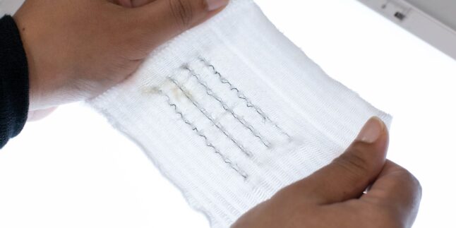 Twistron-Garn-Array in ein handelsübliches Textil eingearbeitet