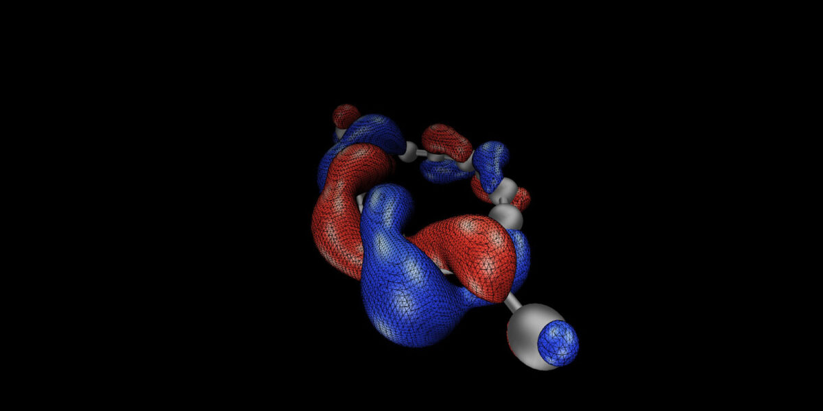Dyson-Orbital für Elektronenanlagerung, berechnet mit Quantenhardware.