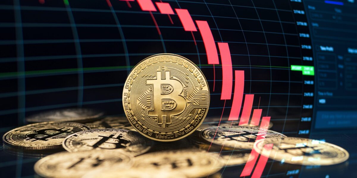 Bitcoin geht nach unten - rote Linie