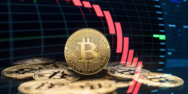 Bitcoin geht nach unten - rote Linie