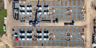 Baustelle des Batteriegroßspeicher-Projekts Förderstedt