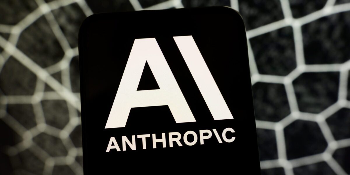 Das Logo von der KI-Firma Anthropic auf Zell-Hintergrund