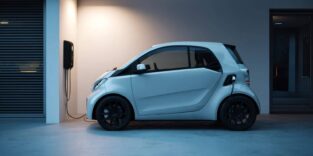 E-Auto lädt in der Tiefgarage eines Mehrfamilienhauses