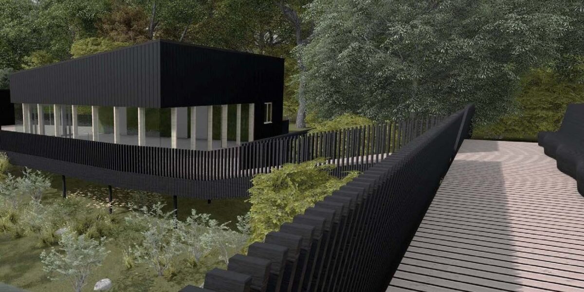 Isarsteg in Freising als Siegerentwurf des Förderpreises des Deutschen Stahlbaus, der Brückenbau, Architektur und Landschaft in einer Stahlkonstruktion verbindet.