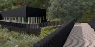 Isarsteg in Freising als Siegerentwurf des Förderpreises des Deutschen Stahlbaus, der Brückenbau, Architektur und Landschaft in einer Stahlkonstruktion verbindet.