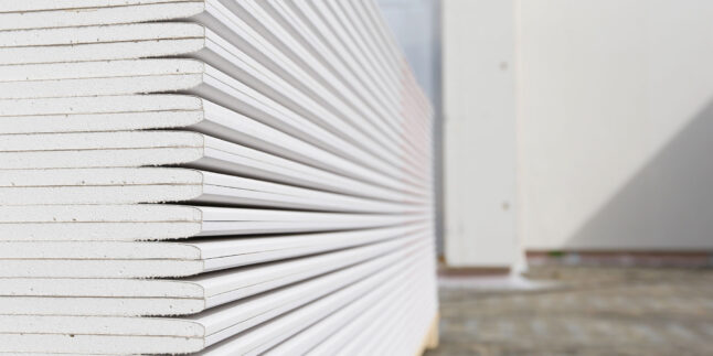 gestapelte Gipskartonplatten