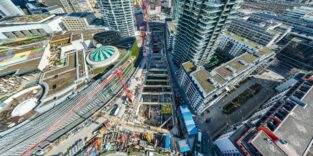 Rohbau der U-Bahn-Station Güterplatz in Frankfurt: Baufortschritt der Linie U5 unter der Europa-Allee