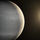 Künstlerische Darstellung eines Gasriesen, der seinen weit entfernten Mutterstern umkreist