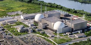 Rendering des weltweit ersten Laserfusionskraftwerks auf dem RWE-Gelände in Biblis.