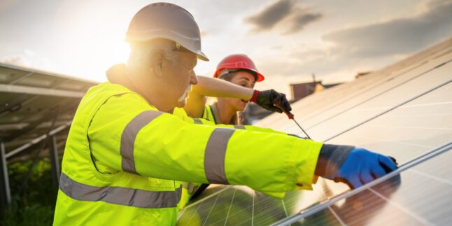 Ingenieure bei der Arbeit - in Schutzkleidung