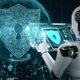 Roboter liest auf iPad artigem Gerät