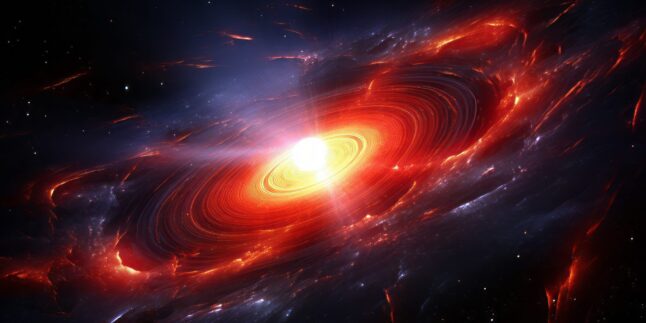 Künstlerische Darstellung eines Quasars