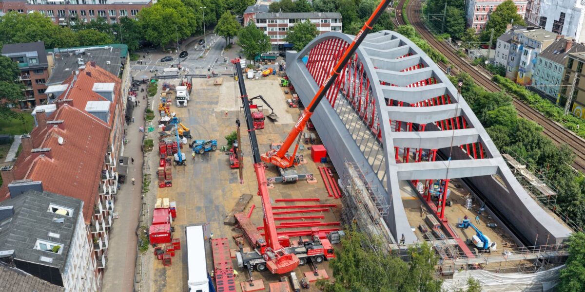 Baustelle für die neue Sternbrücke in Hamburg.