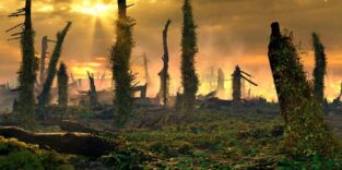 Künstlerische Darstellung der Phase des Farnbooms am Ende der Trias