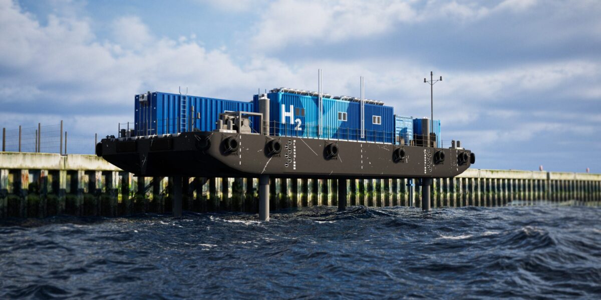 Elektrolyseur auf Wasserplattform
