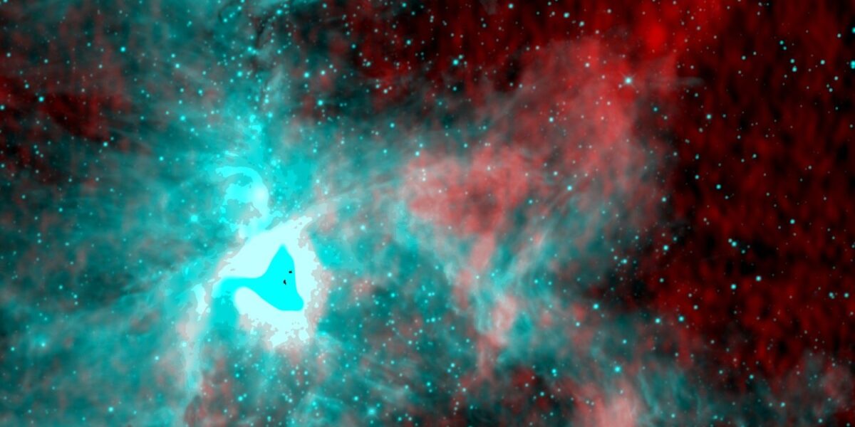 Radioemission von neutralen Wasserstoffatomen in Richtung des Orionnebels
