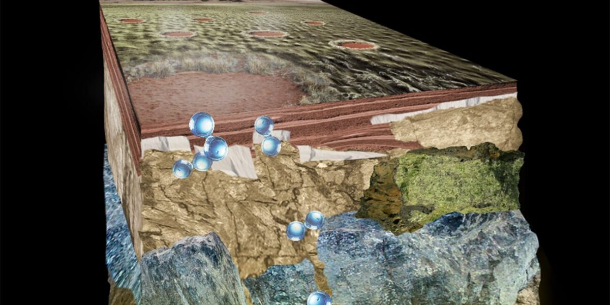 Wasserstoffmoleküle steigen durch Gestein