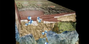 Wasserstoffmoleküle steigen durch Gestein