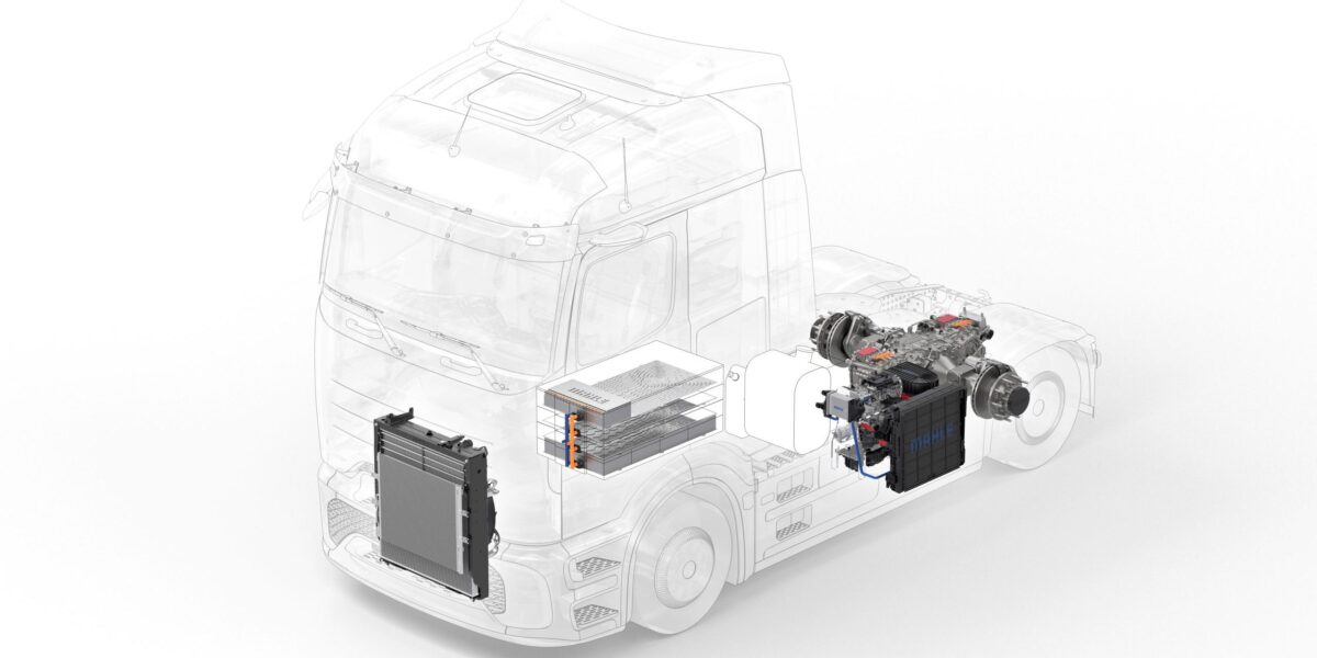 Skizze eines E-LKW mit Range Extender
