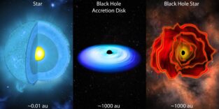 Stern, Schwarzes Loch und Black-Hole-Star im Vergleich