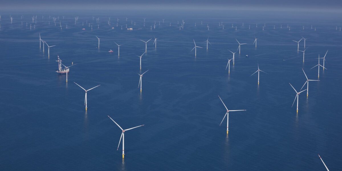 Offshore-Windpark aus Vogelperspektive