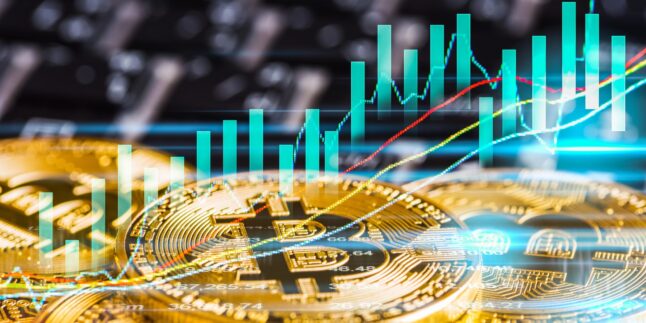 steigende Kurve bei Bitcoin