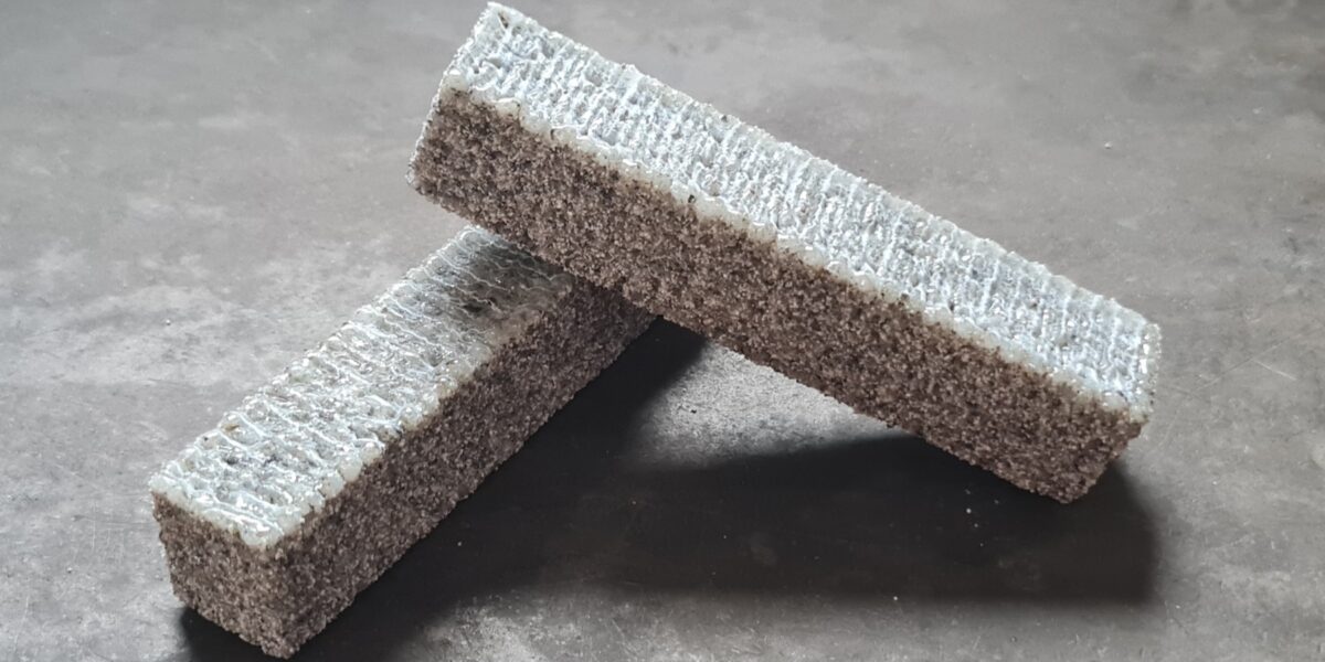 Prototyp des nachhaltigen Baumaterials.